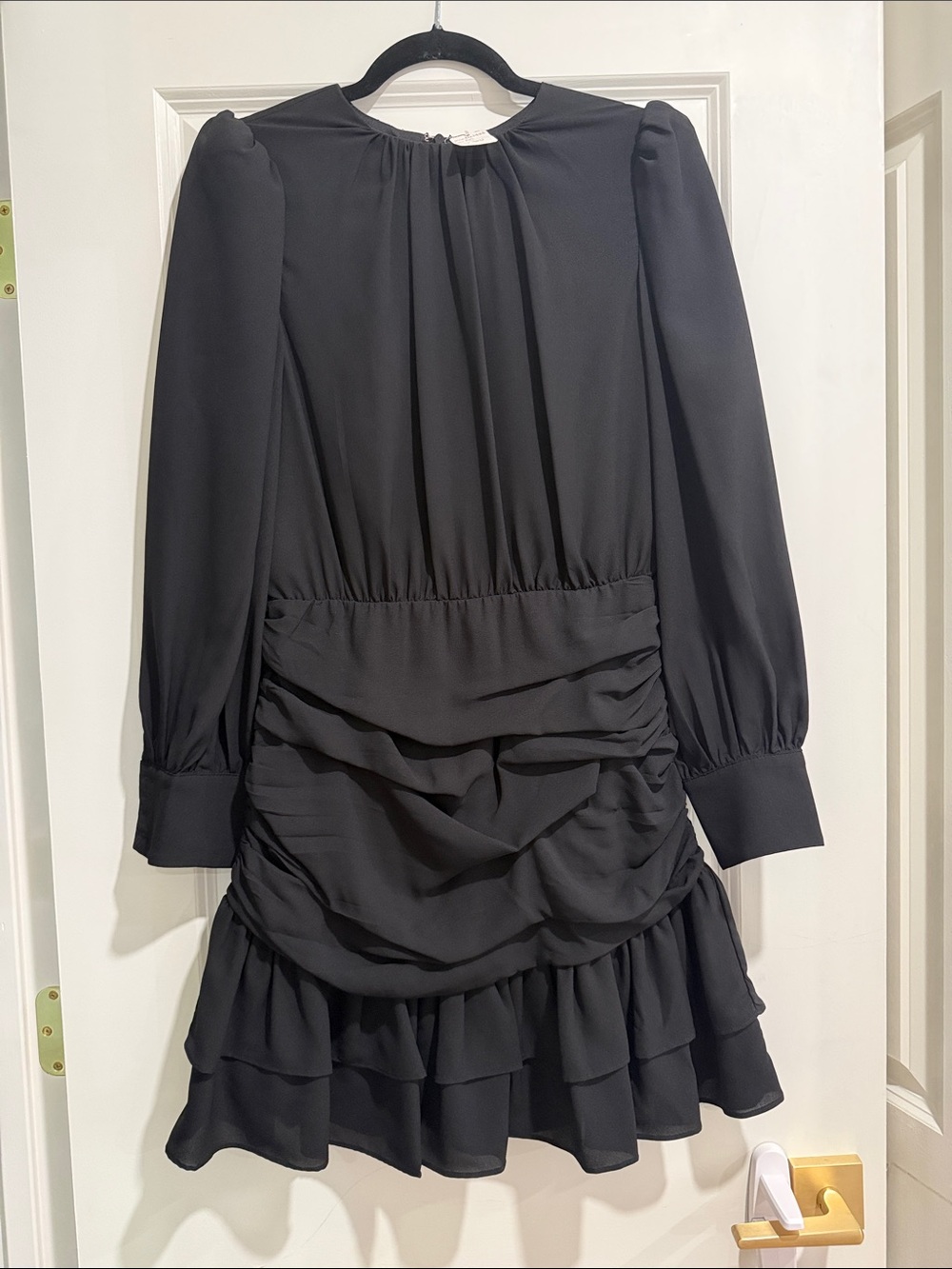 NWT TCEC Black Long-Sleeve Ruffle Tiered Mini Dress